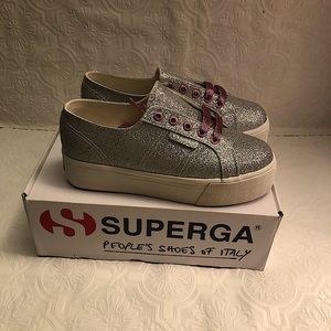 superga silver platform sneakers